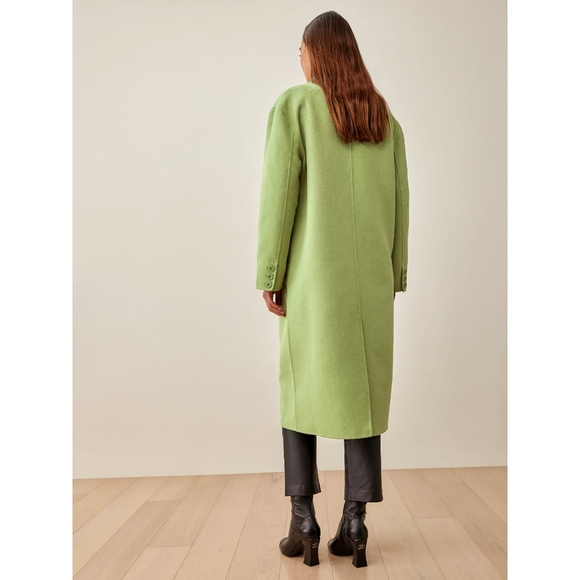 Reformation Sustainable Hayden Green Double Breasted Long Wool Coat - Picture 15 of 16